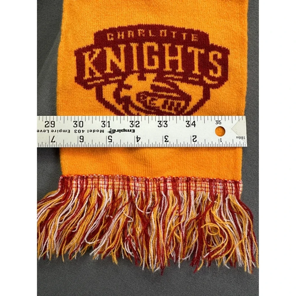 Charlotte Knights MiLB Baseball Knit Fan Scarf Red Orange White Fringe Logo